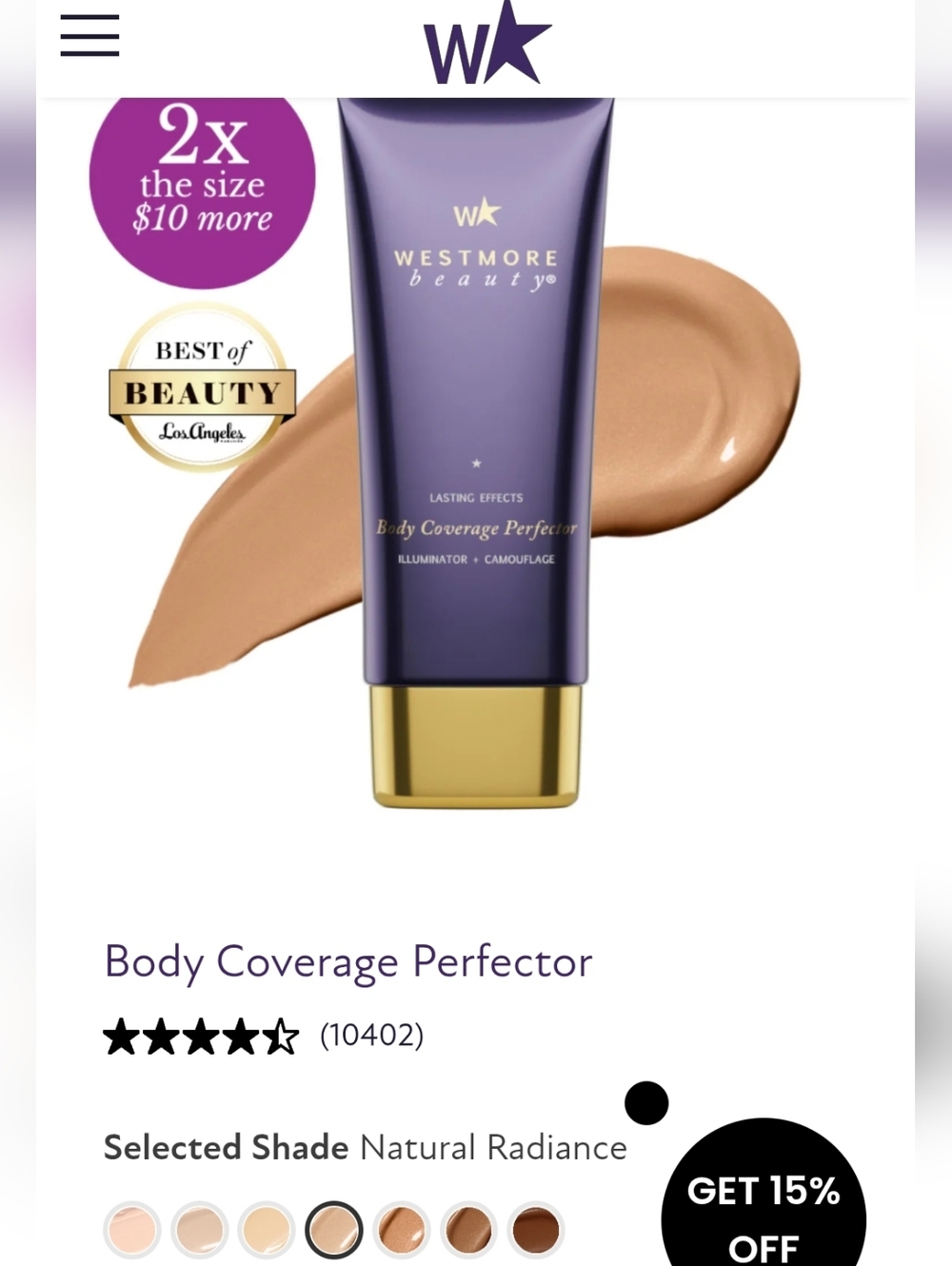 BNIB Body Coverage Perfector - Natural Radiance (Beige) Set Of 2 Westmore Beauty